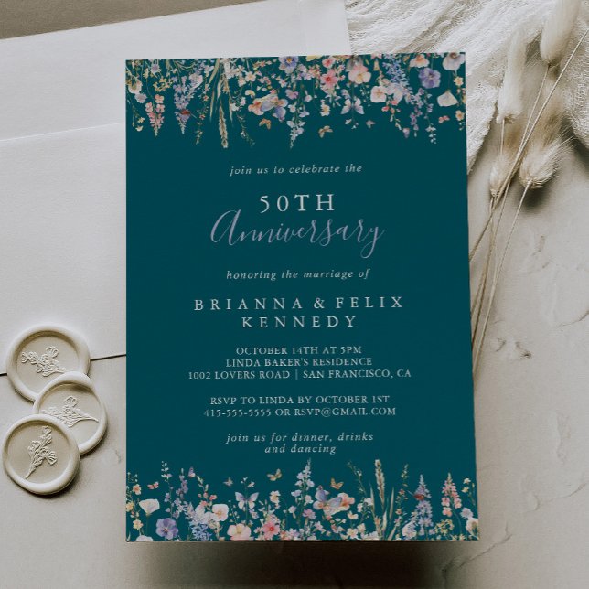 Invitación 50° Aniversario del Boda de Wildflower Green (Subido por el creador)