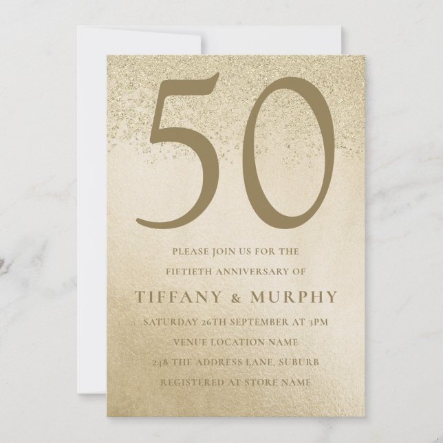 Invitación 50 Aniversario del Boda del Oro Moderno (Anverso)