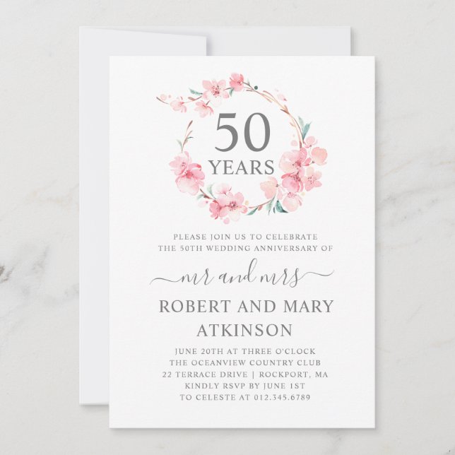 Invitación 50° Aniversario del cerezo Rosado (Anverso)