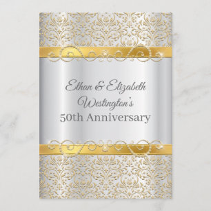 Invitación 50 Aniversario del diamante Plata y Oro