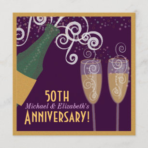 Invitación 50° Aniversario del Fiesta de Oro Bubbly Champagne