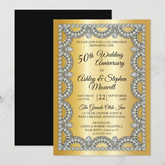 Invitación 50 Aniversario del Jubileo de Oro del Boda (Anverso / Reverso)