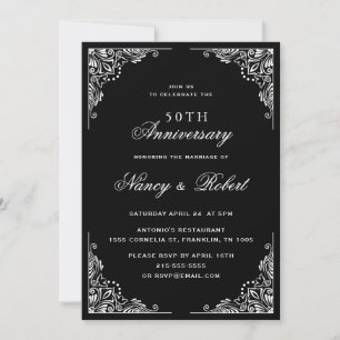 Invitación 50° Aniversario del Ornato Blanco y Negro