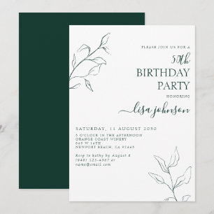 Invitación 50 Aniversario del verde esmeralda moderno