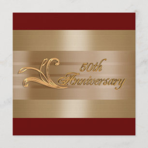 invitación 50 aniversario dorado rojo