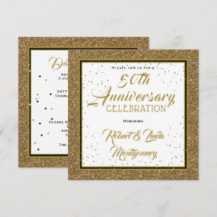 Invitación 50 Aniversario Elegante Dorado