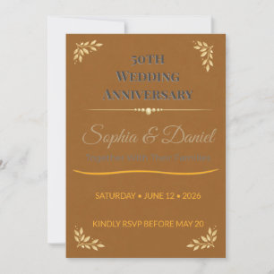 Invitación 50 Aniversario Elegante Personalizado Oro