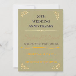 Invitación 50 Aniversario | Elegante | Personalizado | Oro |