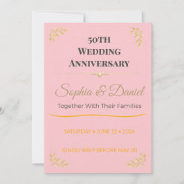 Invitación 50 Aniversario | Elegante | Personalizado | Oro | 