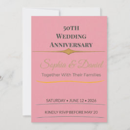Invitación 50 Aniversario | Elegante | Personalizado | Oro | 