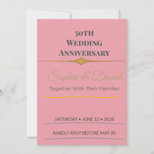 Invitación 50 Aniversario   Elegante   Personalizado   Oro   