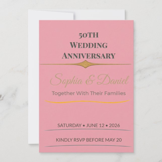 Invitación 50 Aniversario | Elegante | Personalizado | Oro |  (Anverso)