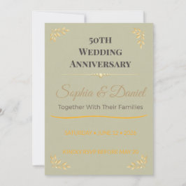 Invitación 50 Aniversario | Elegante | Personalizado | Oro | 