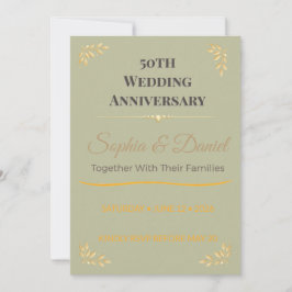 Invitación 50 Aniversario | Elegante | Personalizado | Oro | 