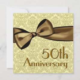 Invitación 50° Aniversario Faux Satin Bow Papel metálico