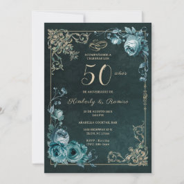 Invitación 50 Aniversario Floral Vintage