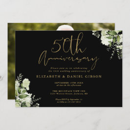Invitación 50° Aniversario Fotografía de verde negro y oro