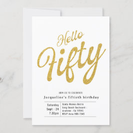 Invitación 50 Aniversario Moderno Del Blanco Y El Oro