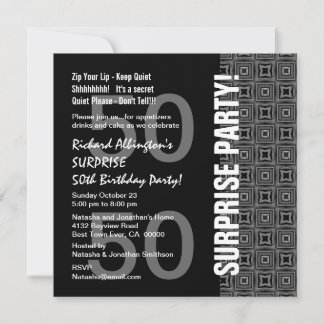 Invitación 50 Aniversario moderno gris blanco negro