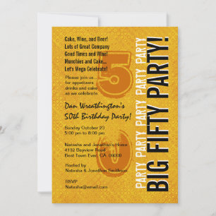 Invitación 50 Aniversario moderno Oro y Grunge negro