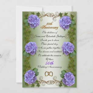 Invitación "50 Aniversario" para los padres, horangea floral