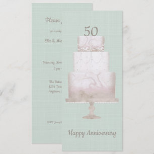 Invitación 50° aniversario Personalizado Fiesta Cake Green Li