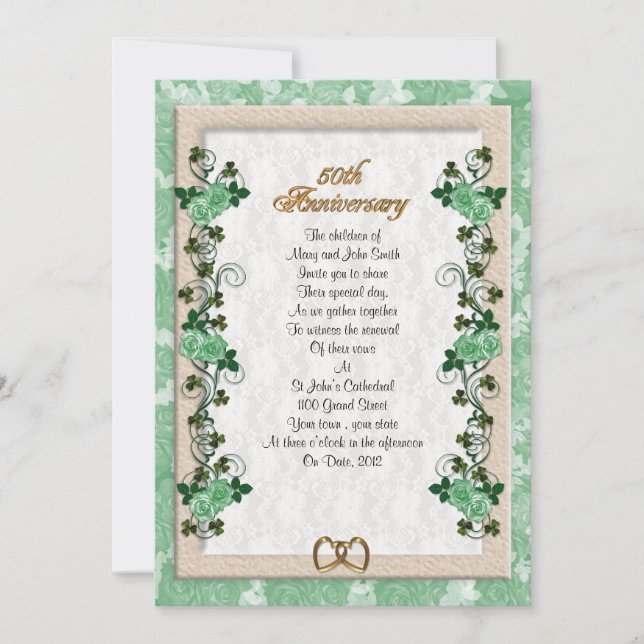 Invitación 50° aniversario renovación de la promesa rosa irla (Anverso)
