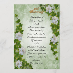 Invitación 50° aniversario renovación ivy y gardenias flo