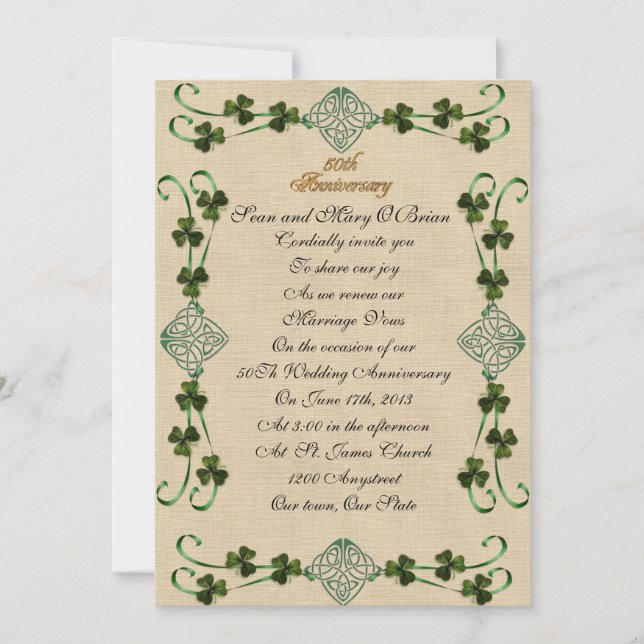 Invitación 50° Aniversario renovación nudo de la Unidad Irlan (Anverso)