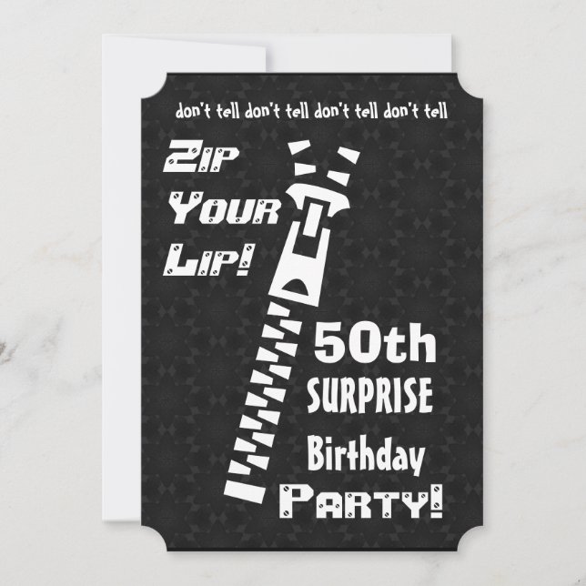 Invitación 50 aniversario SORPRESA Fiesta de cumpleaños Zip y (Anverso)