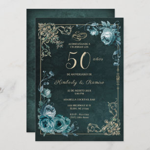Invitación 50 Aniversario Vintage Floral