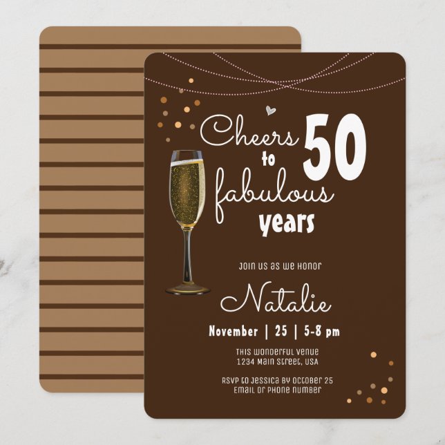 Invitación 50 años de alegría por cincuenta fabulosos años Br (Anverso / Reverso)