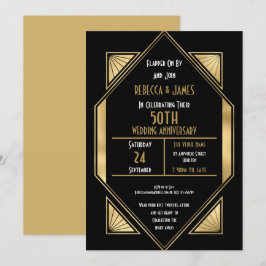 Invitación 50 años de aniversario de bodas de oro Art Déco