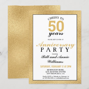 Invitación 50 años de Boda vitoreando a 50 años de Fiesta