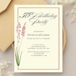Invitación 50 años de la elegante pastel Wildflower Woman