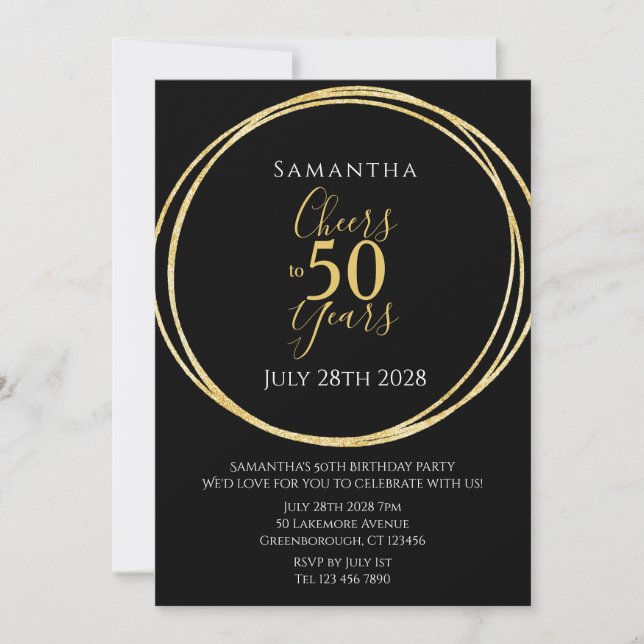 Invitación 50 años de la Fiesta Black Gold Saluda a 50 años (Anverso)