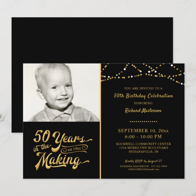 Invitación 50 AÑOS DE NACIMIENTO EN EL Oro Negro (Anverso / Reverso)