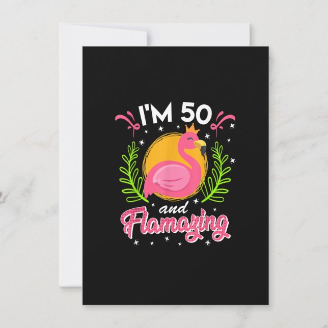Invitación 50 años de natalidad 50 asombrosas Damas Flamingo (Anverso)