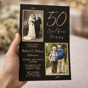 Invitación 50 Años de Oro 50 Aniversario del Oro del Boda