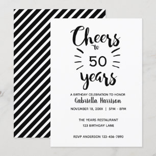 Invitación 50 años en blanco y negro