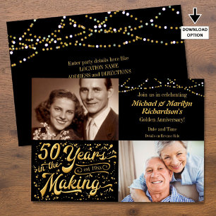 Invitación 50 años en la elaboración Aniversario Then & Now