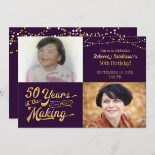 Invitación 50 AÑOS EN LA FECHA DE NACIMIENTO Entonces Y Ahora