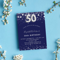 50 años estrellas de plata azul marino glamorosas