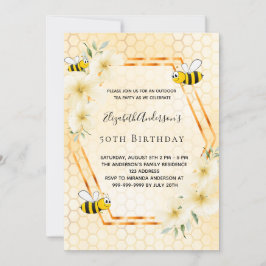 Invitación 50 años fiesta de té abejorros de abejorro