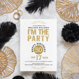 Invitación 50 Birthday-Gold Purpurina Textos Soy el Fiesta
