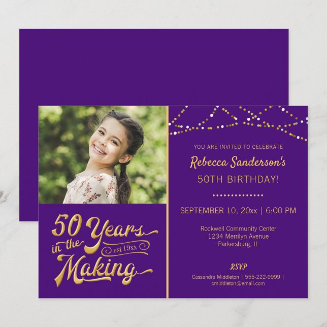 Invitación 50 cumpleaños | 50 AÑOS EN LA FOTOGRAFÍA (Anverso / Reverso)