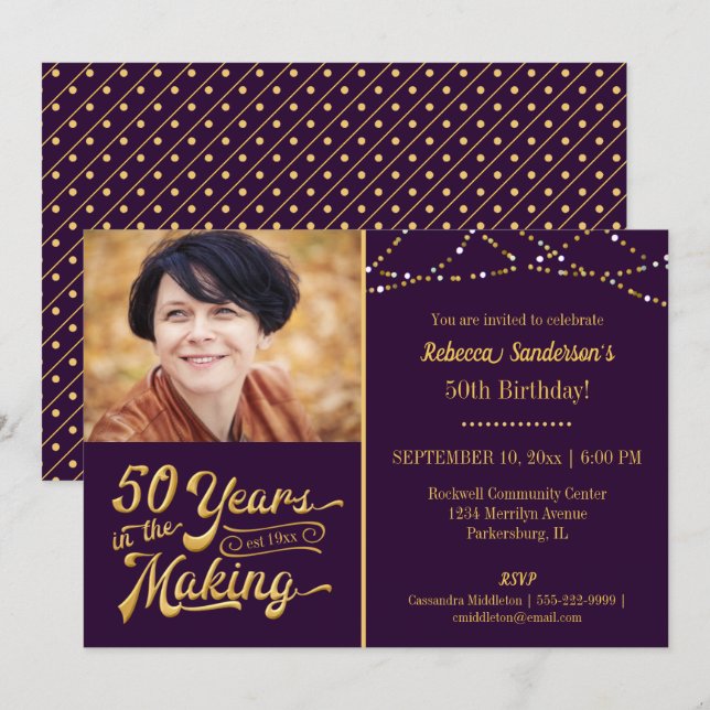 Invitación 50 cumpleaños | 50 AÑOS EN LA FOTOGRAFÍA (Anverso / Reverso)