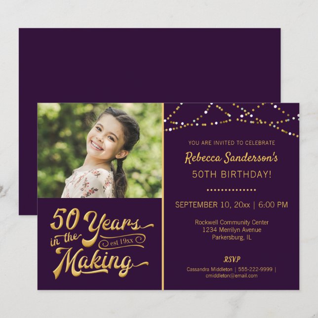 Invitación 50 cumpleaños | 50 AÑOS EN LA FOTOGRAFÍA (Anverso / Reverso)