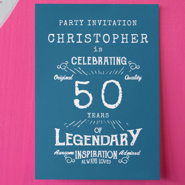 Invitación 50° cumpleaños azul (Subido por el creador)
