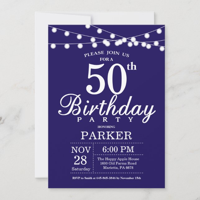Invitación 50° cumpleaños de la marina azul (Anverso)